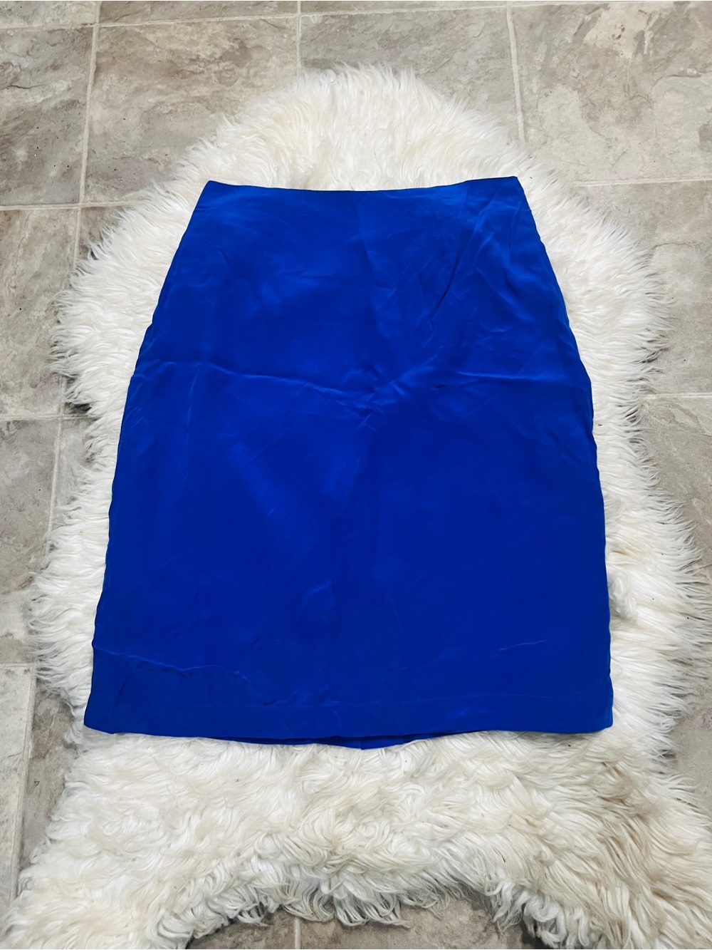 Royal Blue Genuine Silk Pencil Career Skirt
